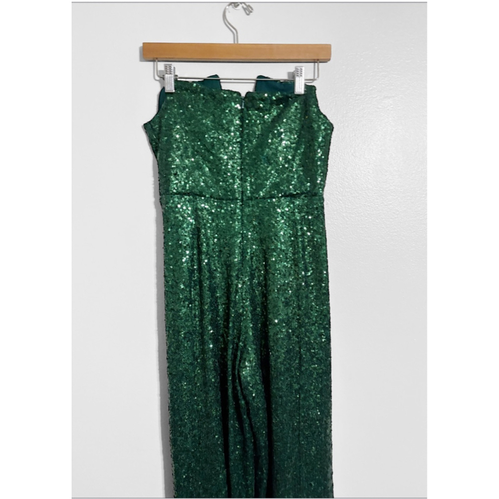 Black Halo Lena Rare Green Sequin Jumpsuit - Picture 7 of 13